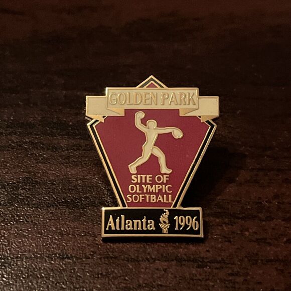 1996 Atlanta Olympics Golden Park Olympic Softball‎ Site Lapel Hat Pin - Picture 1 of 3